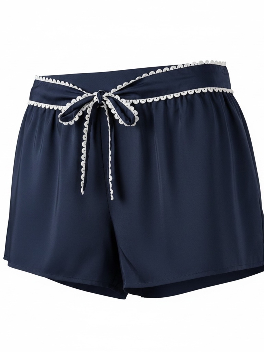 Altar'd State Navy Shorts with White Scallop Trim